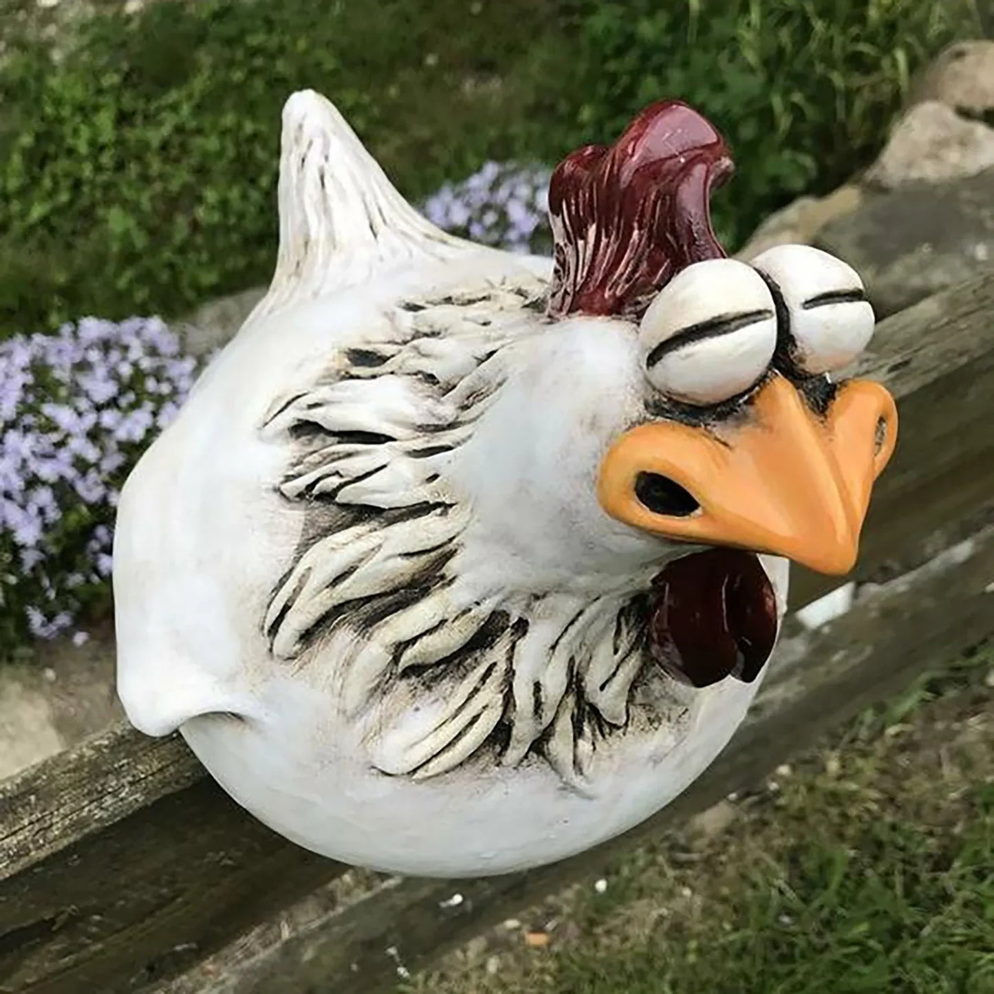 Funny Chicken Fence Decor Statues Resin Garden Farm