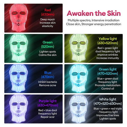 7 Colors LED Face Neck Mask Rechargeable