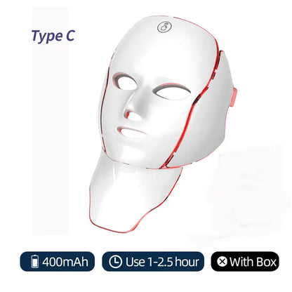 7 Colors LED Face Neck Mask Rechargeable