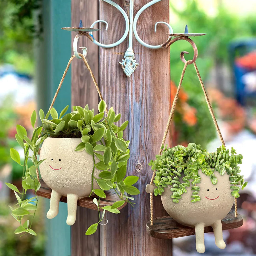 Swing Flower Container Resin Cartoon Flowerpot