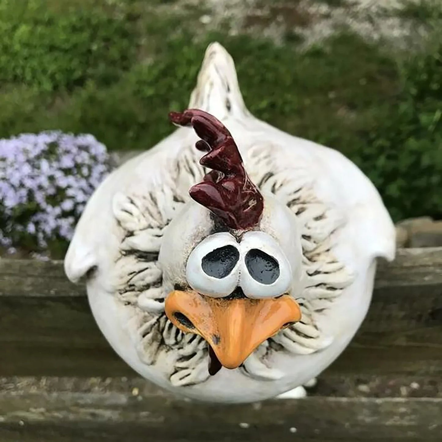 Funny Chicken Fence Decor Statues Resin Garden Farm