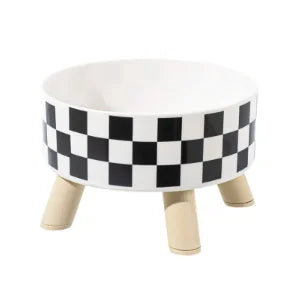 Pet cat and dog bowl polka-dot plaid stainless steel