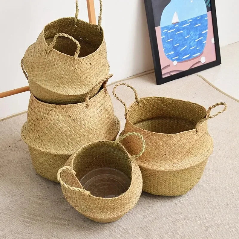 Wicker Basket Toy Organizer Folding Rattan