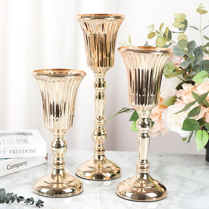 1PC Metal Trumpet Vases Wedding Party Props