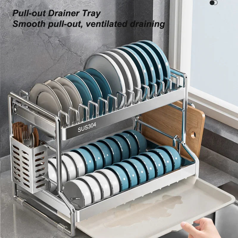New Dish Drainer Kitchen Storage Organization Stainless Steels