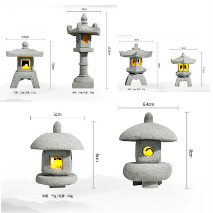 Mini Pagoda Lantern Light Garden Statue Micro Landscape Fish Tank