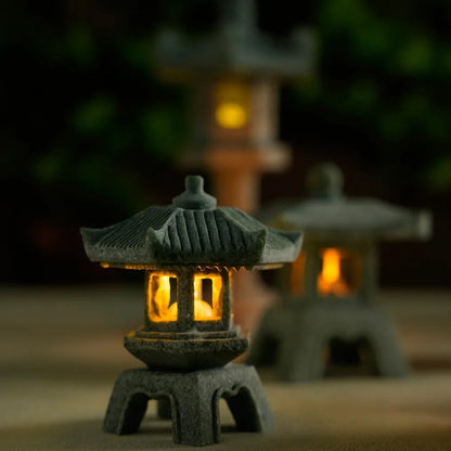 Mini Pagoda Lantern Light Garden Statue Micro Landscape Fish Tank