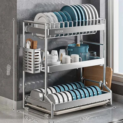 New Dish Drainer Kitchen Storage Organization Stainless Steels