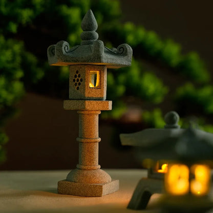 Mini Pagoda Lantern Light Garden Statue Micro Landscape Fish Tank