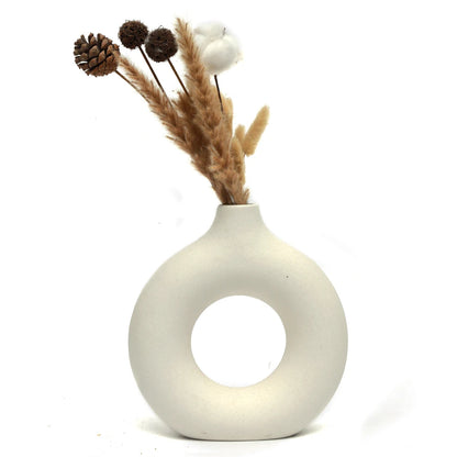 Nordic Vase Circular Hollow Ceramic Donuts Flower Pot