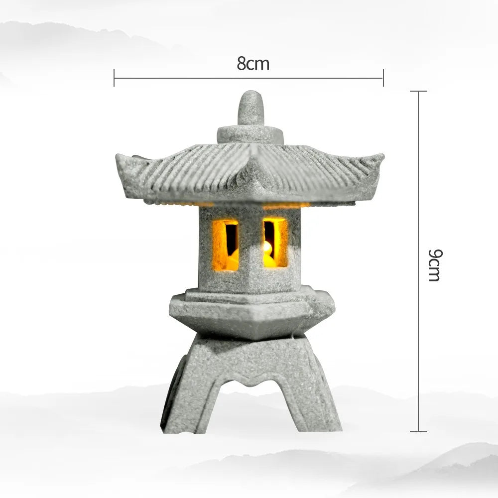 Mini Pagoda Lantern Light Garden Statue Micro Landscape Fish Tank