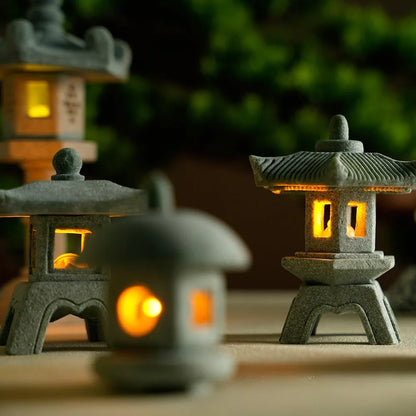 Mini Pagoda Lantern Light Garden Statue Micro Landscape Fish Tank