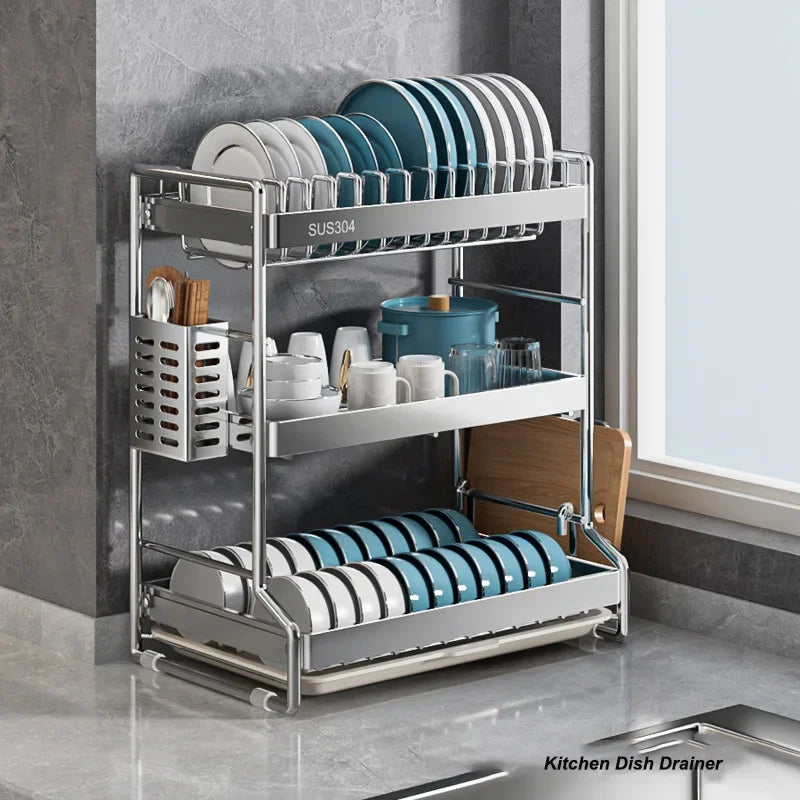 New Dish Drainer Kitchen Storage Organization Stainless Steels