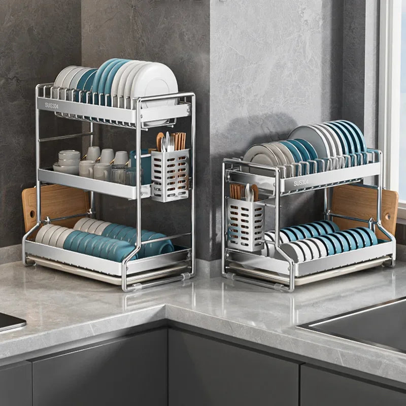 New Dish Drainer Kitchen Storage Organization Stainless Steels