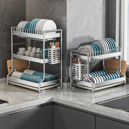 New Dish Drainer Kitchen Storage Organization Stainless Steels