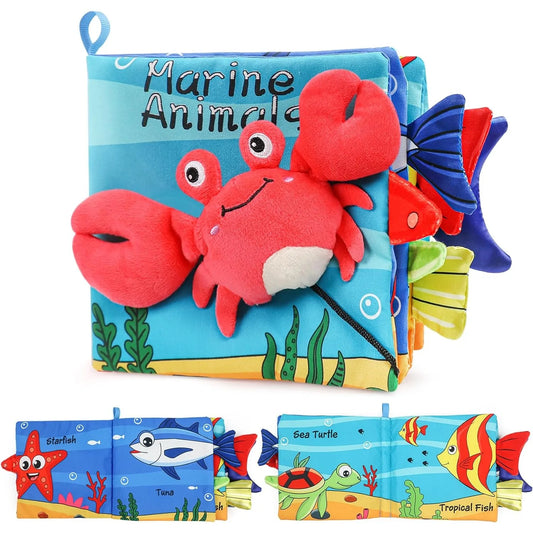 Baby Soft Books Toys Crinkle Cloth Book Marine Animal Tails