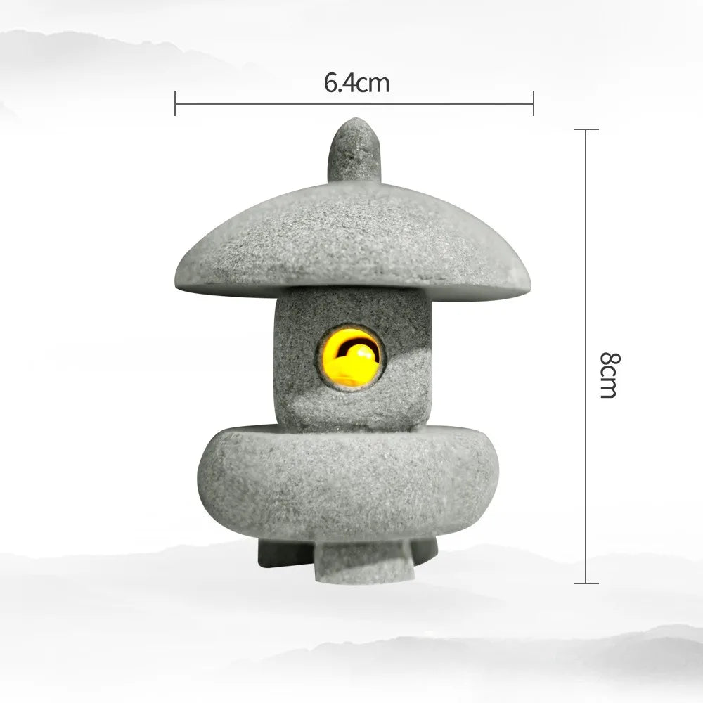 Mini Pagoda Lantern Light Garden Statue Micro Landscape Fish Tank