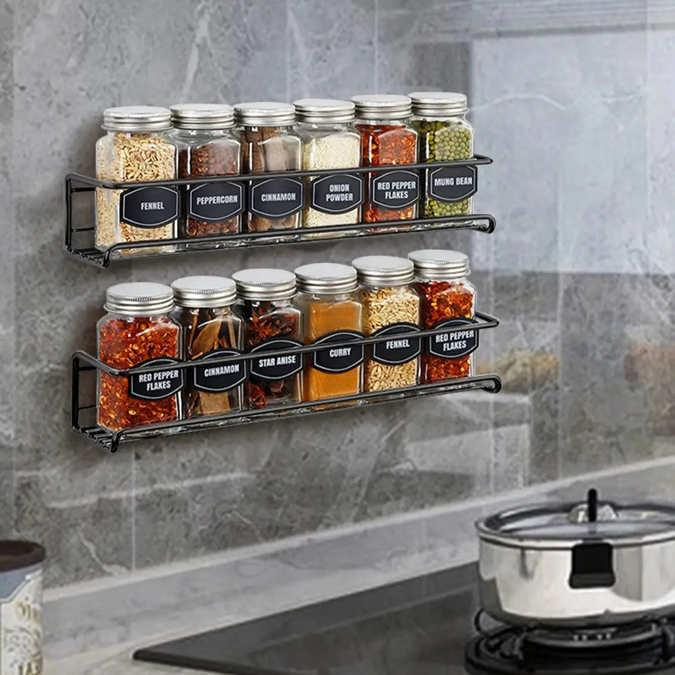 Kitchen Organizer Metal Hanging Spice Racks
