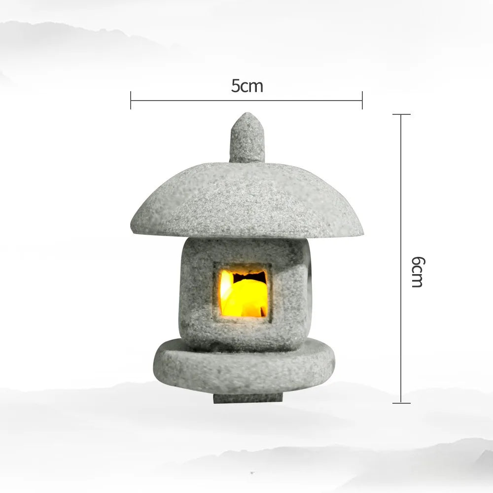 Mini Pagoda Lantern Light Garden Statue Micro Landscape Fish Tank
