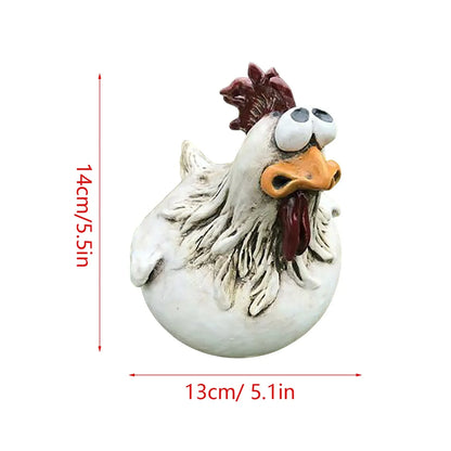 Funny Chicken Fence Decor Statues Resin Garden Farm