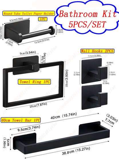 1-5PCS Towel Holder Bathroom Towel Bar Hanger