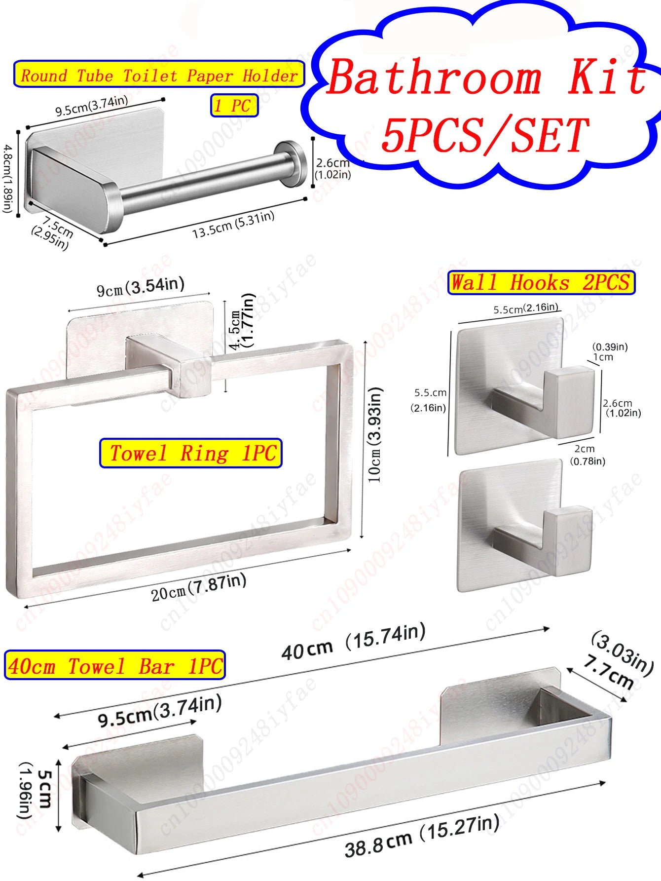 1-5PCS Towel Holder Bathroom Towel Bar Hanger