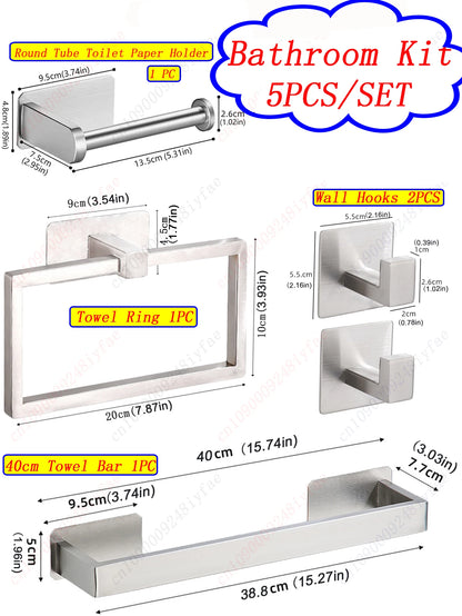 1-5PCS Towel Holder Bathroom Towel Bar Hanger