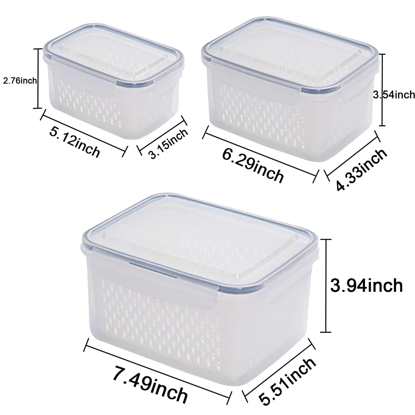 3Pack Fridge Food Storage Container Set