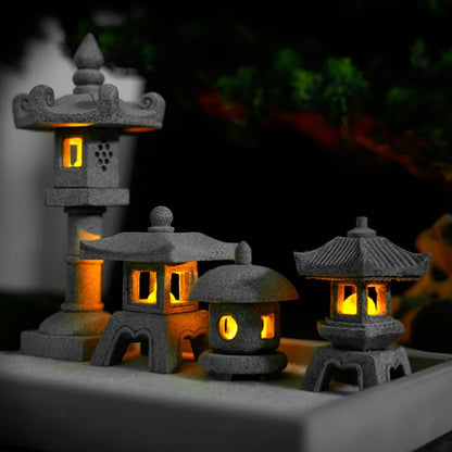 Mini Pagoda Lantern Light Garden Statue Micro Landscape Fish Tank